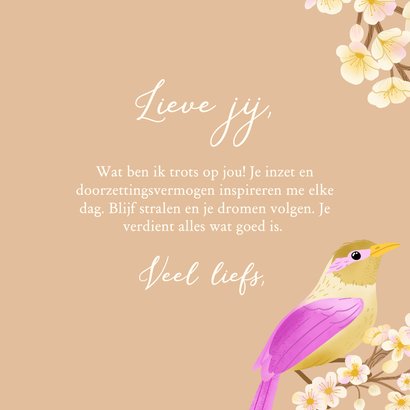 Stijlvolle wenskaart trots op jou met vogel 3