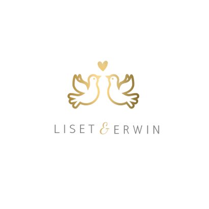 Stijlvolle witte Save the Date kaart met gouden duifjes 2