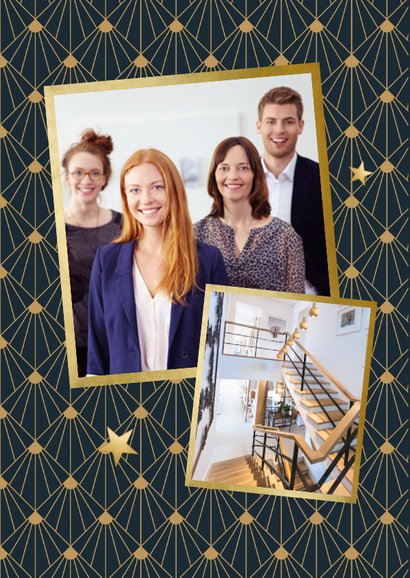 Stijlvolle zakelijke art-deco kerstkaart met eigen foto 2