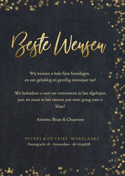 Stijlvolle zakelijke fotocollage kerstkaart met goudlook 3