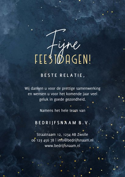 Stijlvolle zakelijke kerstkaart 2022 goudlook met sparkles 3