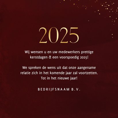 Stijlvolle zakelijke kerstkaart 2025 goud donkerrood 3