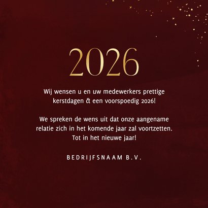 Stijlvolle zakelijke kerstkaart 2026 goud donkerrood 3