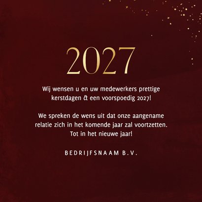 Stijlvolle zakelijke kerstkaart 2027 goud donkerrood 3