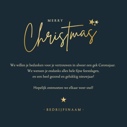 Stijlvolle zakelijke kerstkaart art-deco met goud en blauw 3