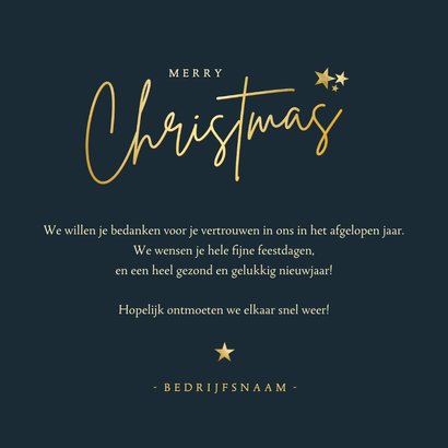 Stijlvolle zakelijke kerstkaart art-deco met goud en blauw 3