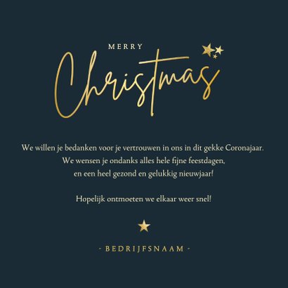 Stijlvolle zakelijke kerstkaart art-deco met goud en blauw 3