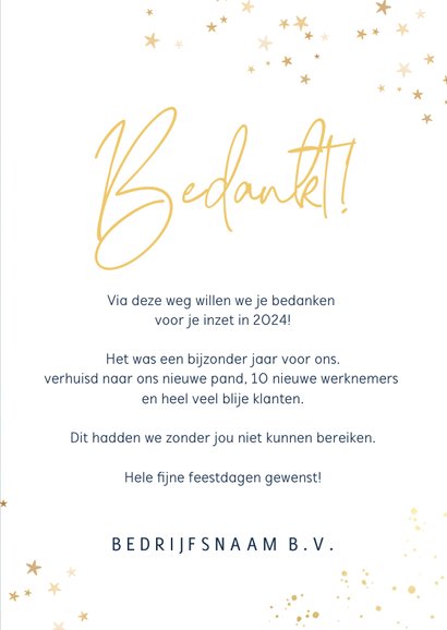 Stijlvolle zakelijke kerstkaart bedankje medewerkers 3