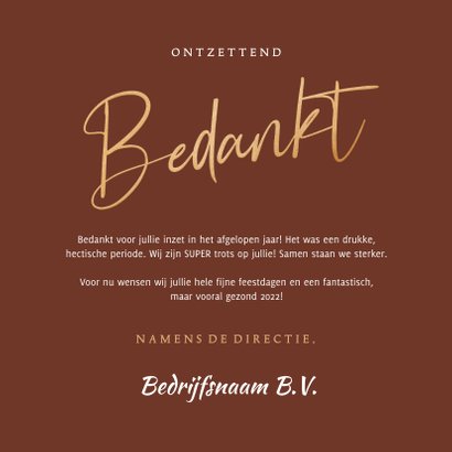 Stijlvolle zakelijke kerstkaart bedankt roestkleur 3