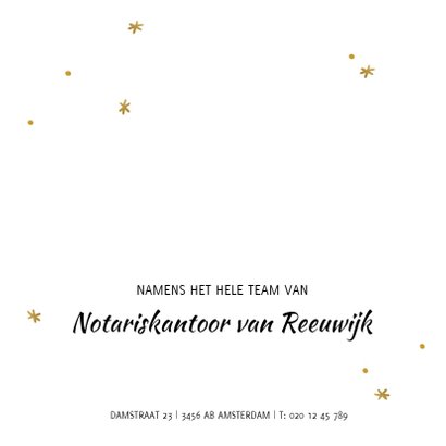 Stijlvolle zakelijke kerstkaart goud met sterretjes 3