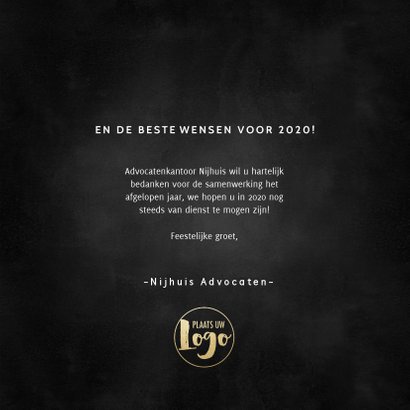 Stijlvolle zakelijke kerstkaart gouden 2020, logo & spetters 3