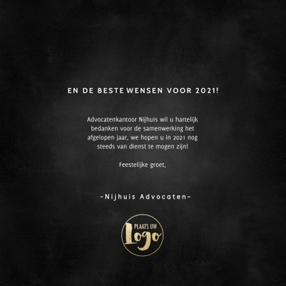 Stijlvolle zakelijke kerstkaart gouden 2021, logo & spetters 3