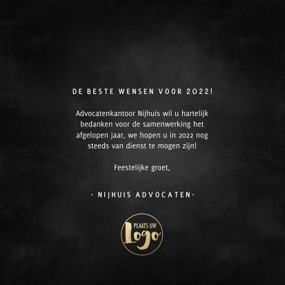 Stijlvolle zakelijke kerstkaart gouden 2022, logo & spetters 3