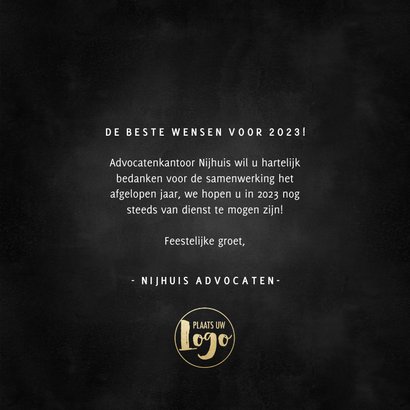 Stijlvolle zakelijke kerstkaart gouden 2023, logo & spetters 3