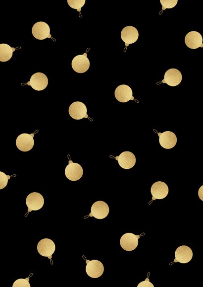 Stijlvolle zakelijke kerstkaart gouden kerstballen Achterkant