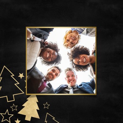 Stijlvolle zakelijke kerstkaart gouden kerstbomen en sterren 2