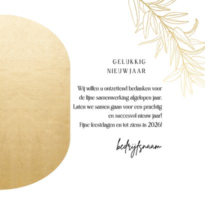 Stijlvolle zakelijke kerstkaart gouden ovaal logo en jaartal 3
