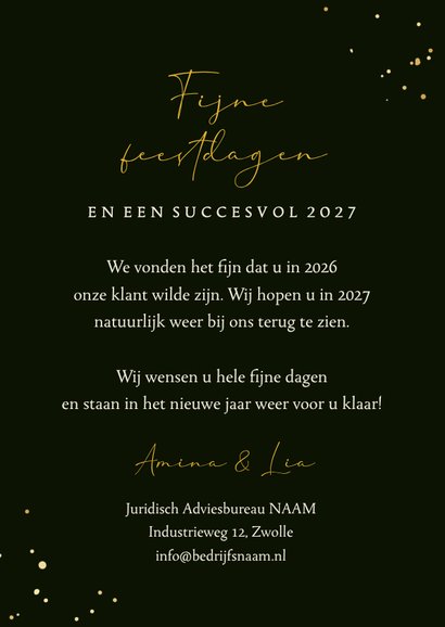 Stijlvolle zakelijke kerstkaart kerstboom goud decoratie 3