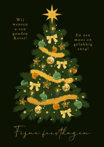 Stijlvolle Zakelijke Kerstkaart Kerstboom Goud Kaartje2go