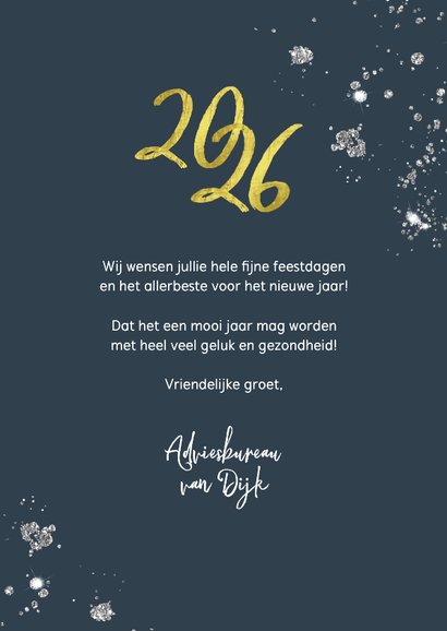Stijlvolle zakelijke kerstkaart met foto en gouden 2026 3