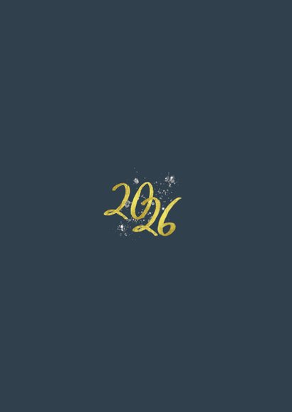 Stijlvolle zakelijke kerstkaart met foto en gouden 2026 Achterkant
