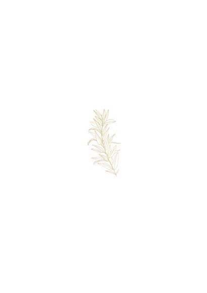 Stijlvolle zakelijke kerstkaart ovaal goud logo en takjes Achterkant
