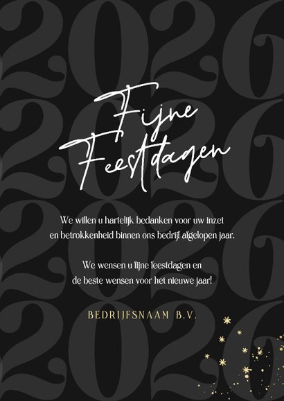 Stijlvolle zakelijke kerstkaart zwart goud jaartal en strik 3