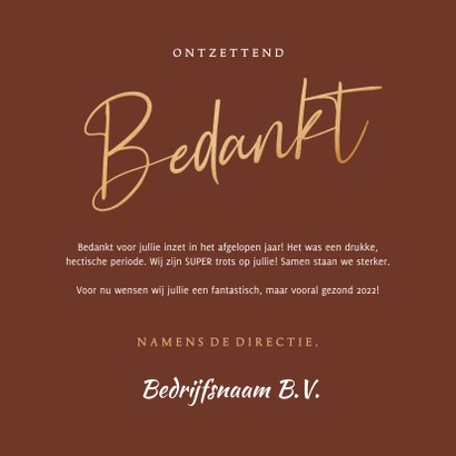 Stijlvolle zakelijke nieuwjaarskaart bedankt roestkleur 3