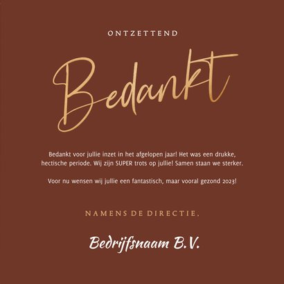 Stijlvolle zakelijke nieuwjaarskaart bedankt roestkleur 3