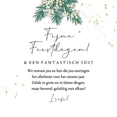 Stijvolle kerstkaart wereldbol kerstbal goud sterren 3