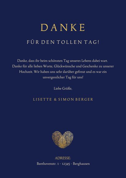 Stilvolle Danksagung zur Hochzeit mit eigenem Foto 3