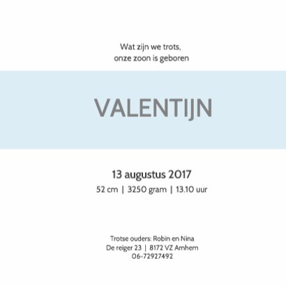 Stipt geboortekaartje Valentijn 3