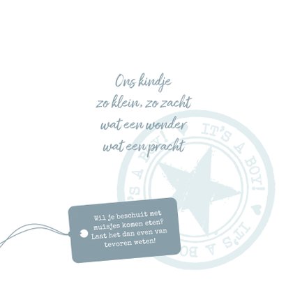 Stoer geboortekaartje blauw 2