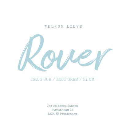 Stoer geboortekaartje blauw 3