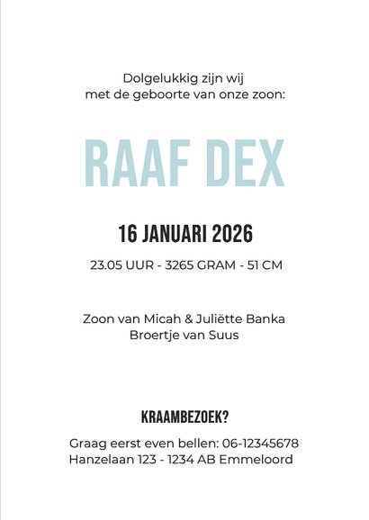 Stoer geboortekaartje jongen met holografisch foliedruk 3