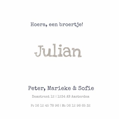 Stoer geboortekaartje Julian SS 3