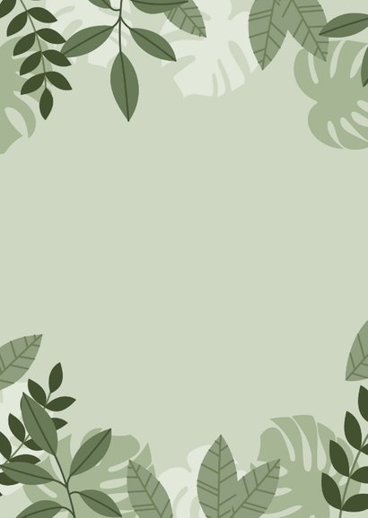 Stoer geboortekaartje met illustratie beertje en plantjes Achterkant
