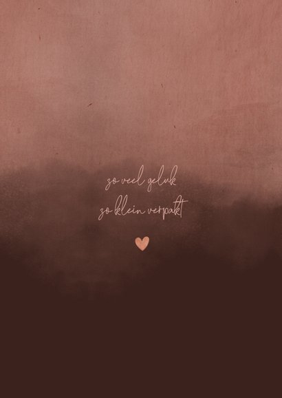 Stoer geboortekaartje met roze waterverf en koperfolie 2