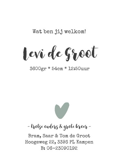 Stoer geboortekaartje met verfstrepen en stippen 3