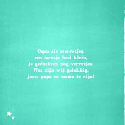 Stoer geboortekaartje mint groene sterren 2