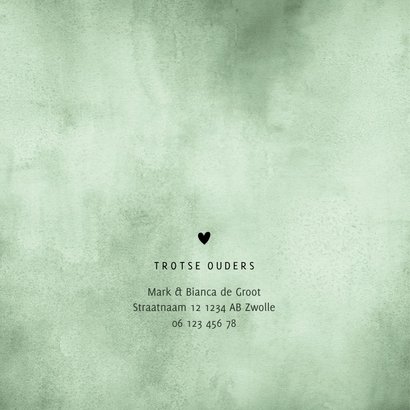 Stoer geboortekaartje mintgroene waterverf 2