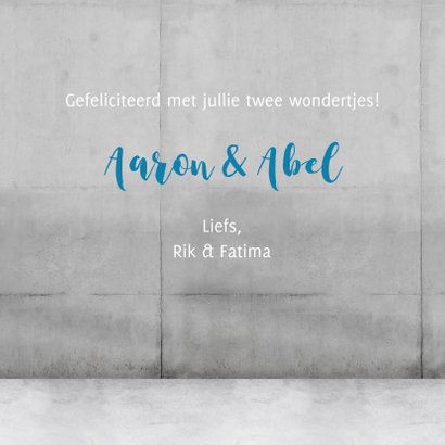 Stoer neon geboortekaartje voor tweeling jongen 3