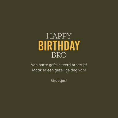 Stoer verjaardagskaartje groen geel happy birthday bro 3