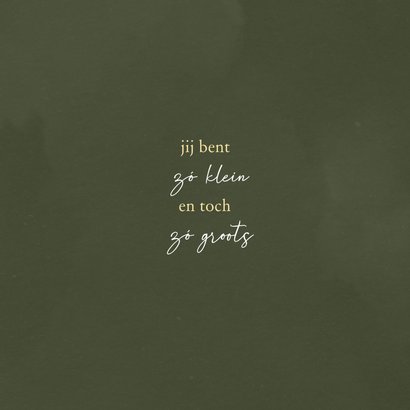 Stoer waterverf geboortekaartje met goud in donkergroen 2