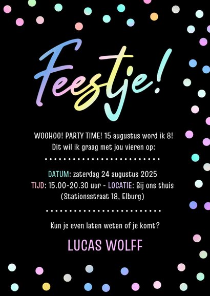 Stoere en vrolijke uitnodiging kinderfeestje jongen 3