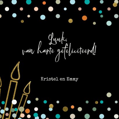 Stoere felicitatiekaart zwart met confetti voor jongen 3