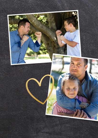 Stoere fotocollage vaderdagkaart met veel polaroids en namen 2
