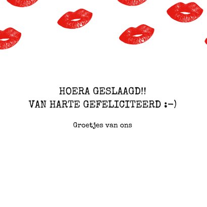 Stoere geslaagd kaart in rood met witte kusjes 3