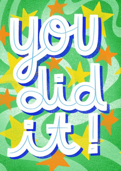 Stoere, hippe geslaagdkaart You did it! met sterren 2