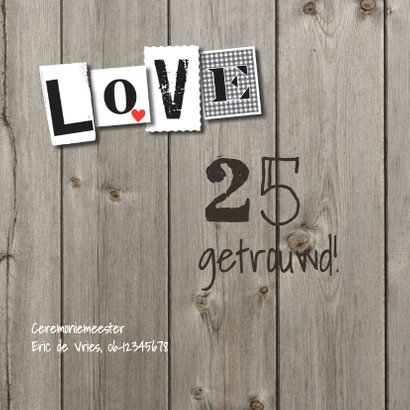 Stoere hout huwelijksjubileum 25 -LO 2